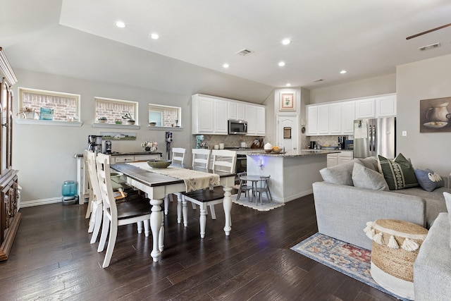 2452 Open Range Dr, Fort Worth, TX 76177 - dining space with dark wood-style flooring, recessed lighting, and baseboards