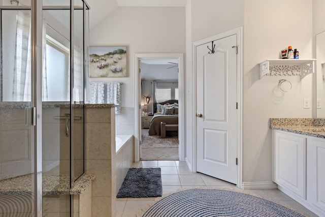 2452 Open Range Dr, Fort Worth, TX 76177 - full bathroom with vanity, a garden tub, a stall shower, ensuite bath, and tile patterned floors