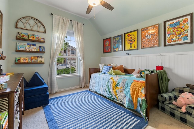 2452 Open Range Dr, Fort Worth, TX 76177 - carpeted bedroom featuring lofted ceiling and a ceiling fan