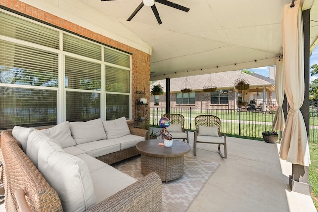 3001 Shoreline Dr, Burleson, TX 76028 - view of patio with ceiling fan and an outdoor living space
