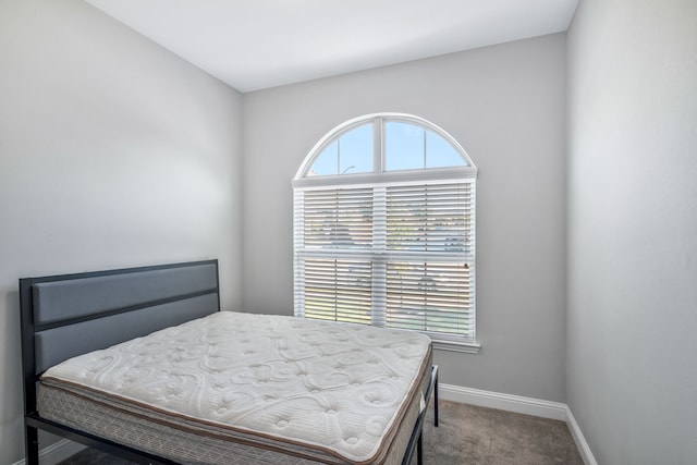 carpeted bedroom featuring baseboards and multiple windows