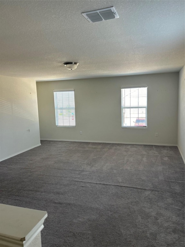 16033 Rein Ave, Haslet, TX 76052 - unfurnished room with a textured ceiling, dark carpet, visible vents, and a wealth of natural light