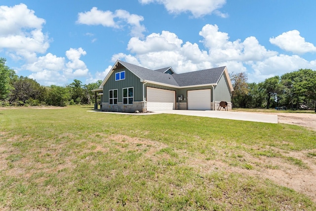 1295 County Road 2030, Glen Rose, TX 76043 - view of property exterior with a garage, concrete driveway, board and batten siding, and a yard