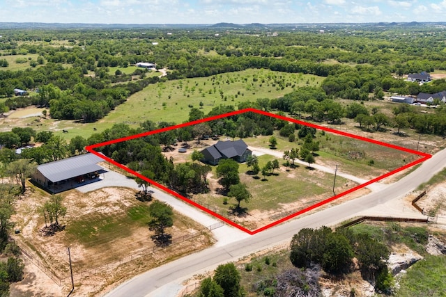 1295 County Road 2030, Glen Rose, TX 76043 - view of property location with property parcel outlined and a heavily wooded area