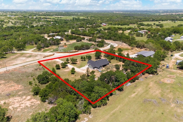 1295 County Road 2030, Glen Rose, TX 76043 - aerial view of property and surrounding area with property parcel outlined