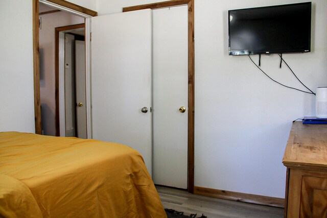 bedroom featuring wood finished floors