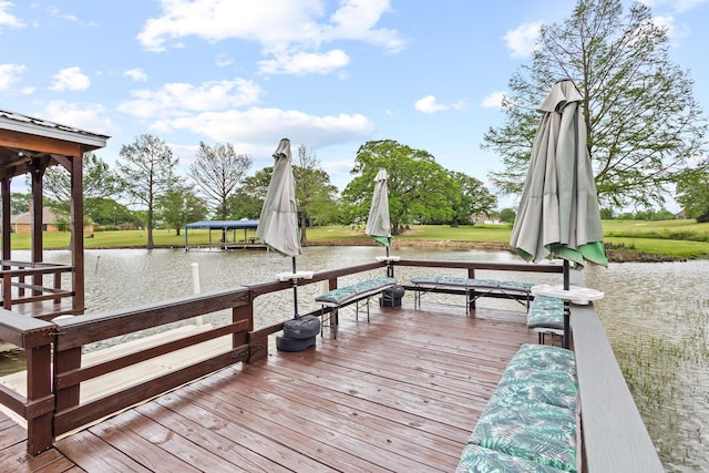 dock area featuring a water view