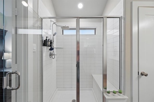 bathroom with a stall shower