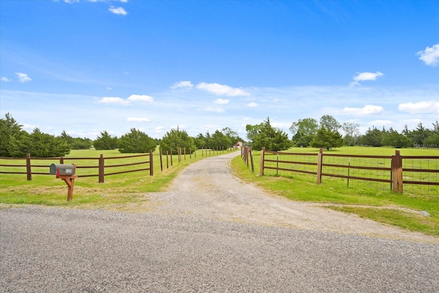 view of road featuring a rural view