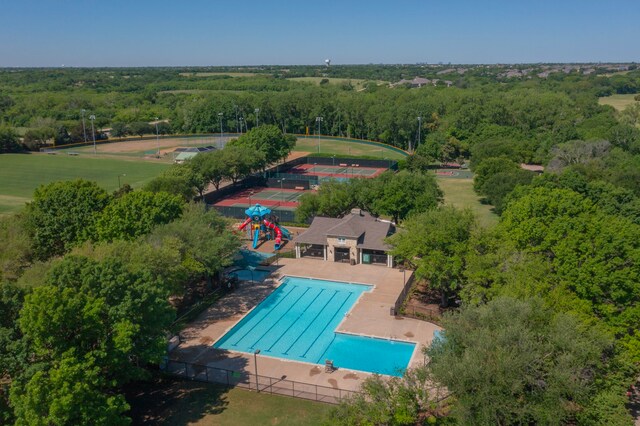 1206 Greenway Dr, Allen, TX 75013 - aerial view of a pool area