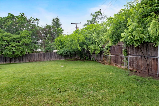view of yard featuring a fenced backyard