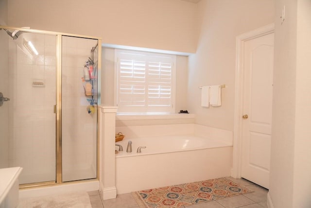 436 Dakota Dr, Murphy, TX 75094 - full bathroom with tile patterned floors, a shower stall, and a bath