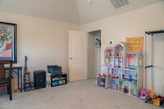 436 Dakota Dr, Murphy, TX 75094 - rec room featuring carpet and vaulted ceiling