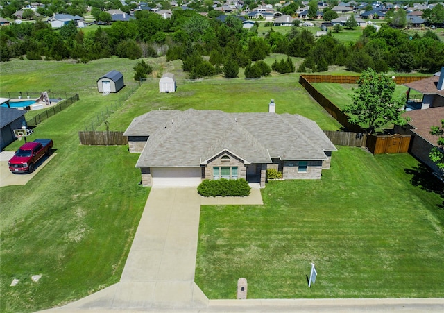 aerial view featuring a residential view