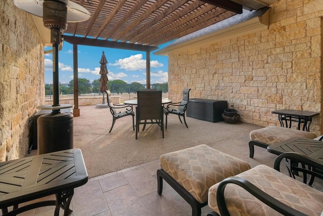 1608 Ridgewood Dr, Waco, TX 76710 - view of patio with fence, a pergola, and outdoor dining area