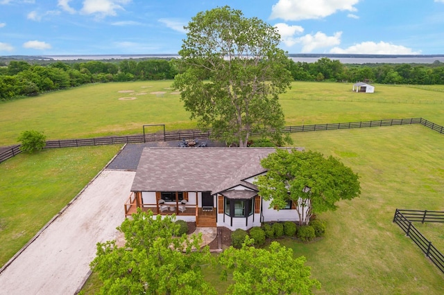 drone / aerial view with a rural view