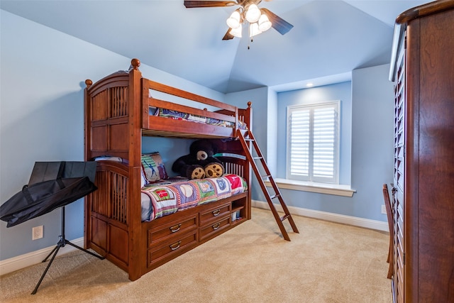 6100 Old Clarksville Rd, Reno, TX 75462 - bedroom with carpet floors, a ceiling fan, vaulted ceiling, and baseboards