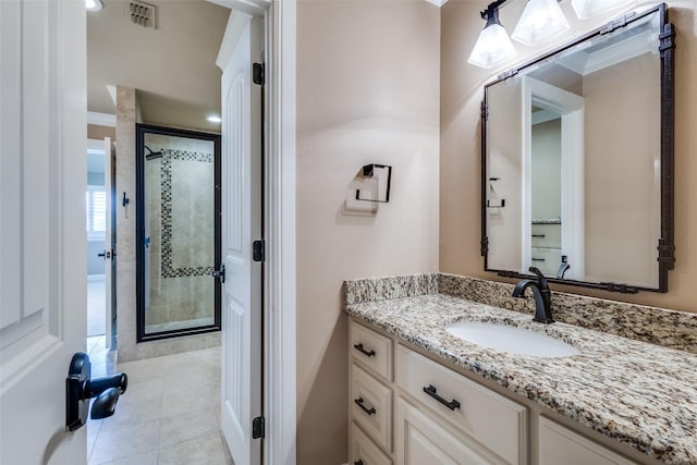 6100 Old Clarksville Rd, Reno, TX 75462 - full bath featuring vanity, visible vents, and a shower stall