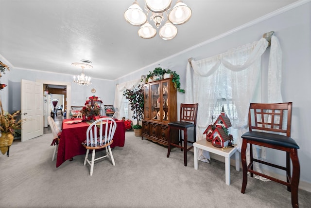 1302 E Mclennan Ave, Mart, TX 76664 - carpeted dining area with a chandelier and crown molding
