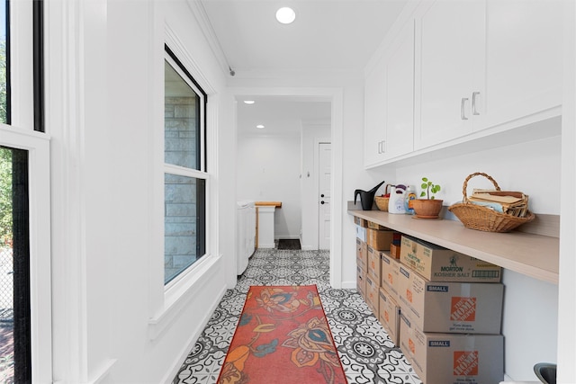corridor with recessed lighting