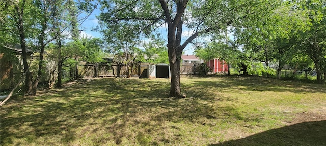 103 Lorie St, Alvarado, TX 76009 - view of yard featuring a fenced backyard, an outdoor structure, and a storage unit