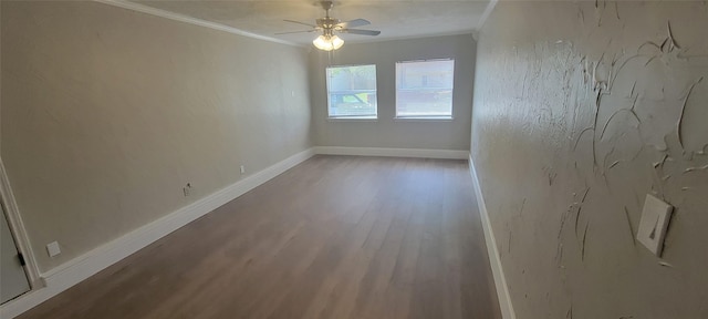 103 Lorie St, Alvarado, TX 76009 - spare room featuring wood finished floors, a ceiling fan, baseboards, and ornamental molding