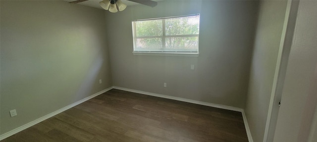 103 Lorie St, Alvarado, TX 76009 - empty room with a ceiling fan, baseboards, and dark wood finished floors