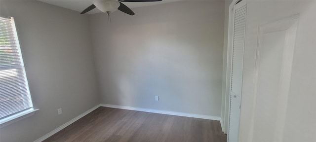 103 Lorie St, Alvarado, TX 76009 - unfurnished room with baseboards, dark wood-style floors, and ceiling fan