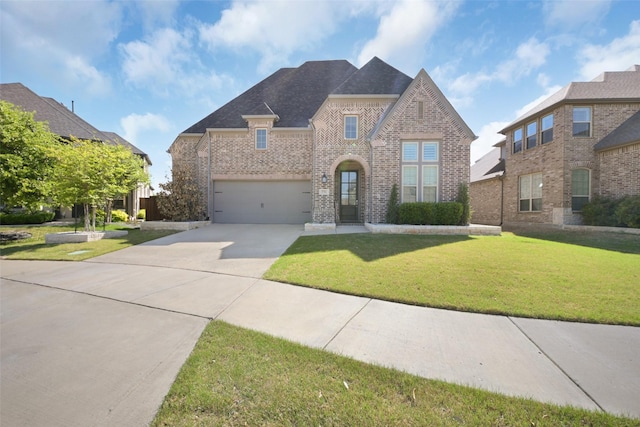 731 Drummond Dr, Prosper, TX 75078 - french provincial home with a front lawn, brick siding, and driveway