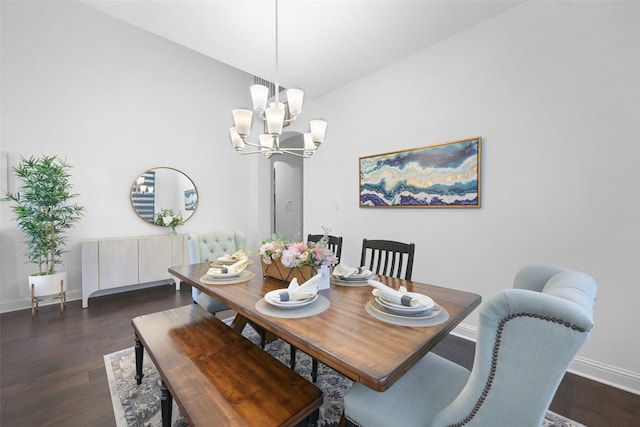 731 Drummond Dr, Prosper, TX 75078 - dining space featuring a chandelier, baseboards, and dark wood finished floors