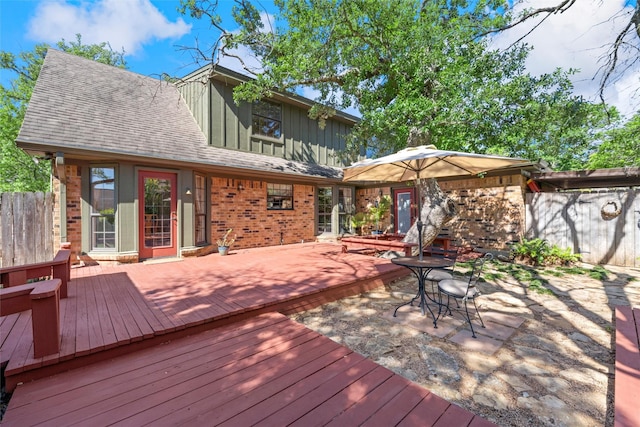 deck with a patio
