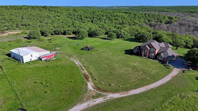 bird's eye view with a view of trees