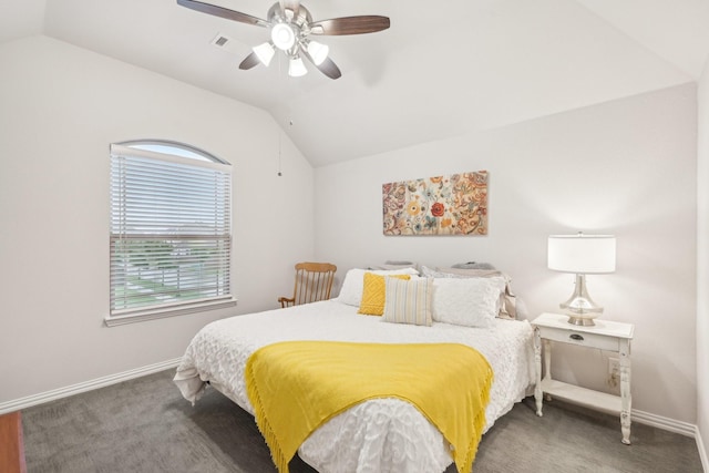 13002 Clarendon Dr, Frisco, TX 75035 - bedroom featuring vaulted ceiling, ceiling fan, baseboards, and visible vents
