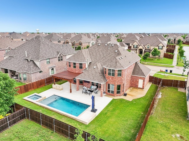 13002 Clarendon Dr, Frisco, TX 75035 - view of pool with a fenced backyard, a patio, a yard, and a residential view