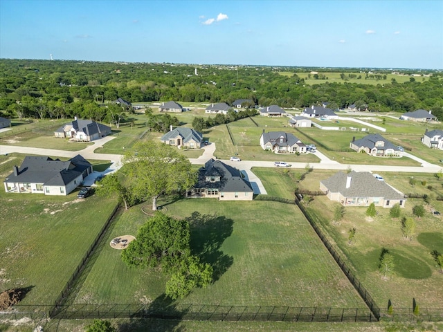 birds eye view of property with a residential view