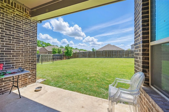 view of yard featuring a fenced backyard and a patio