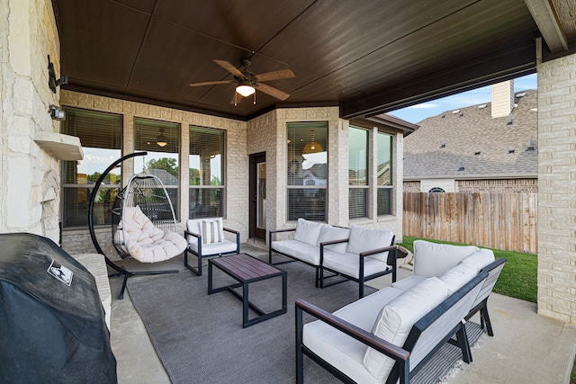 230 Heatherstone Dr, Midlothian, TX 76065 - view of patio / terrace featuring an outdoor living space and a ceiling fan