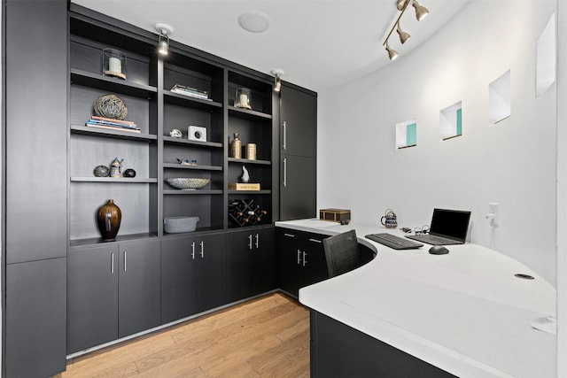 office space featuring light wood finished floors