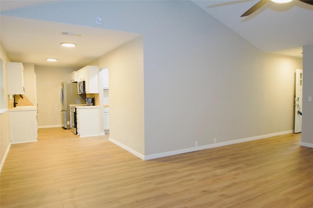416 Rolling Hills Dr, Aledo, TX 76008 - unfurnished living room featuring a ceiling fan, light wood-type flooring, baseboards, and recessed lighting