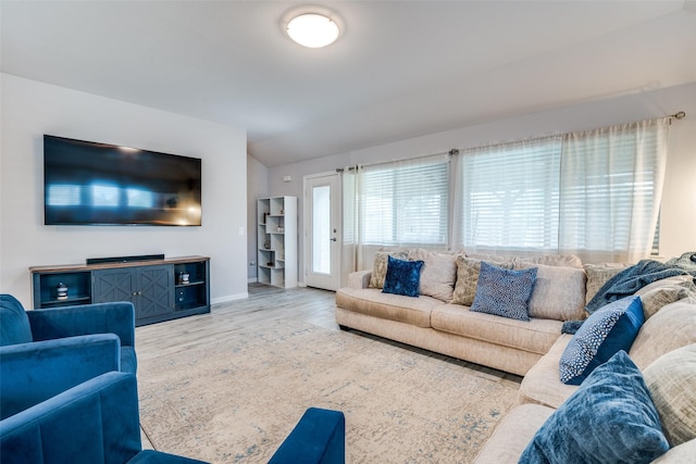 527 Whitney Ln, Lavon, TX 75166 - living area with vaulted ceiling, baseboards, and wood finished floors