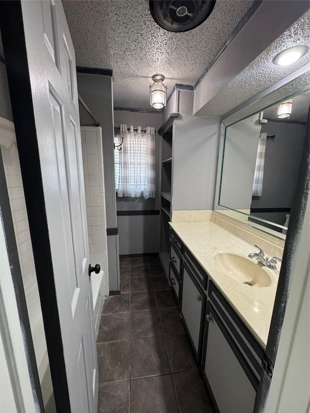 3401 89th St, Lubbock, TX 79423 - bathroom with vanity, a bath, and tile patterned flooring