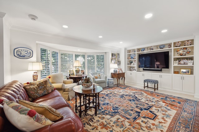 4242 Lomo Alto Dr Unit N12, Highland Park, TX 75219 - living area featuring ornamental molding and recessed lighting