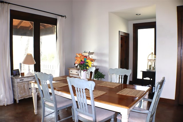 view of dining space