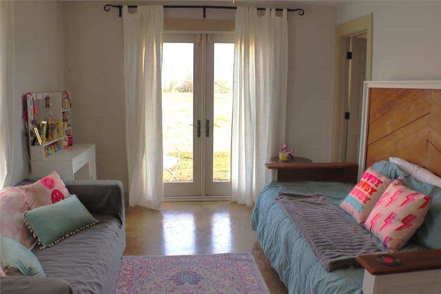 bedroom with french doors and access to exterior