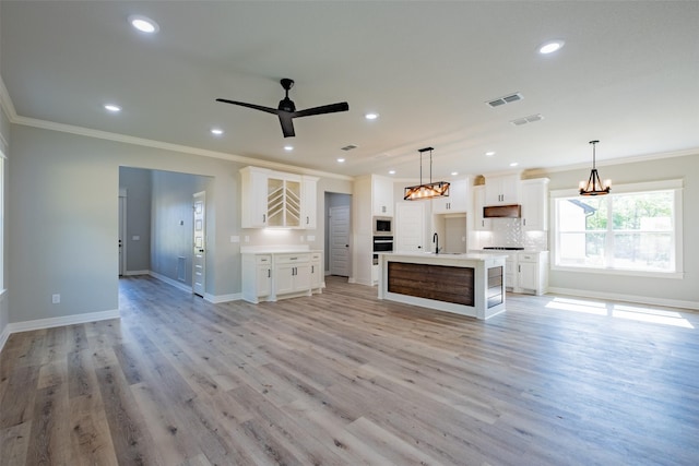 14835 Fallow Ln, Tyler, TX 75706 - kitchen featuring open floor plan, visible vents, and built in microwave