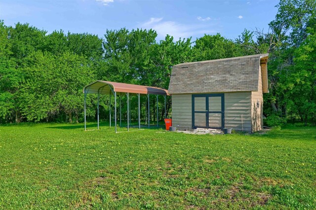 view of shed featuring a carport