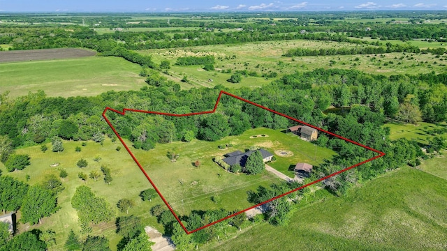 aerial view with a rural view