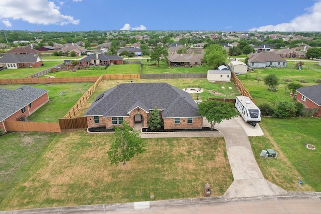 aerial view with a residential view