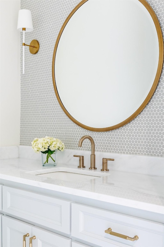 7206 Northaven Rd, Dallas, TX 75230 - bathroom with vanity and tasteful backsplash