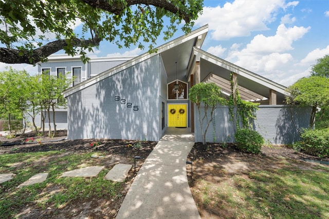 view of mid-century inspired home